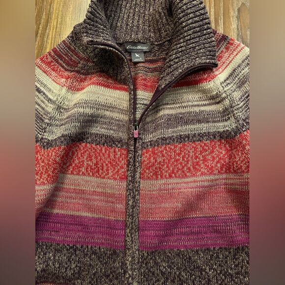 Eddie Bauer Women's Knit Sweater Size small Zip Up Cardigan Multi Color - Picture 3 of 3